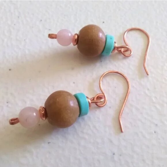 Jewelry Bundle #1: Tan, Copper, Aqua +Turquoise! 2 Slim Bracelets + Earrings - Picture 5 of 13